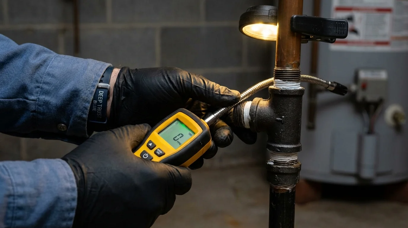 Gas leak detection with electronic sniffer by Johns Plumbing LLC in Sauk Centre